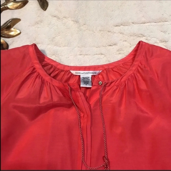 DVF Coral Paeden Tassle Blouse Size 4 - Picture 2 of 9